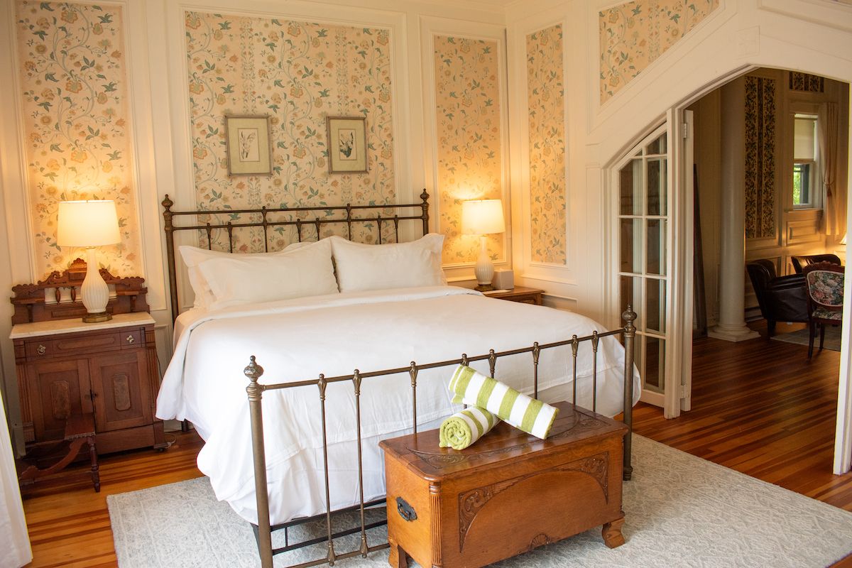 The bed in Room 8, one of our favorites in the Main House