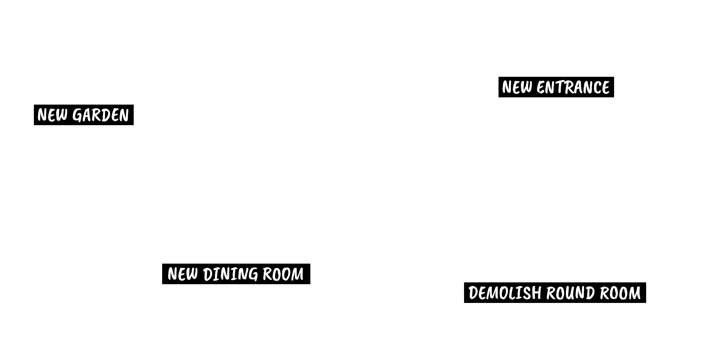 Renovations will include a new entrance, dining room, and garden, as well as demolishing the round room